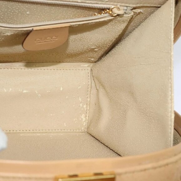 GUCCI Hand Bag Leather 2way Beige Gold 000 781 0235 Auth SW973 - Picture 12 of 16